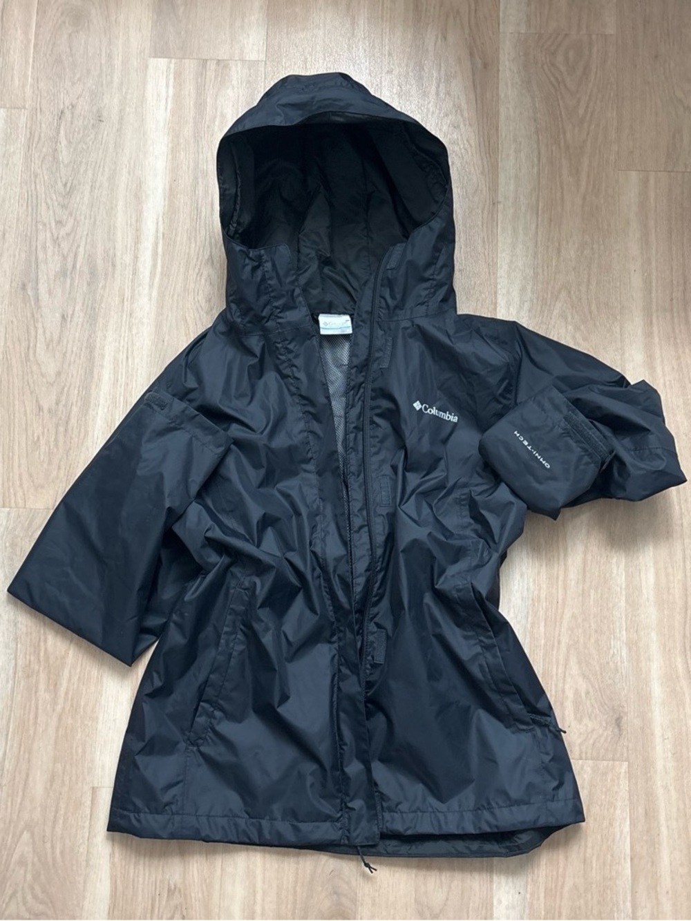 Columbia Black Hooded Raincoat